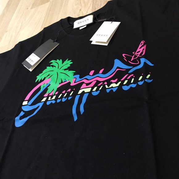Gucci Black Hawaii T-shirt New FW20 - Picture 3 of 7